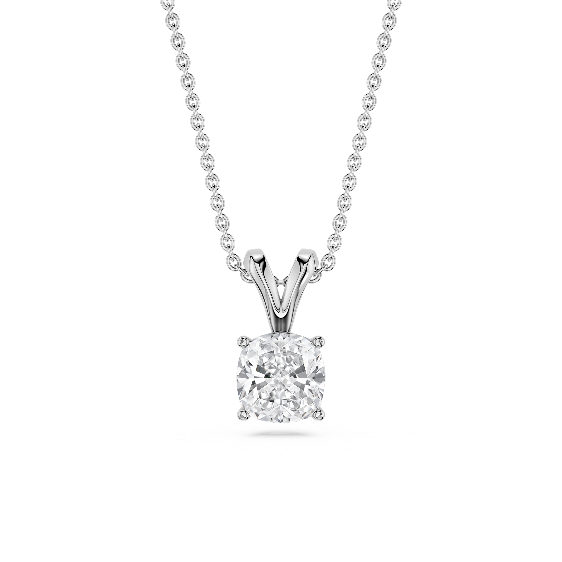 Cushion Lab Grown Diamond Double Bail Pendant - 16 to 18 Inches