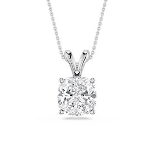 Cushion Lab Grown Diamond Double Bail Pendant - 16 to 18 Inches