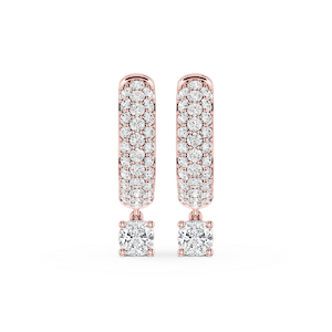 Cushion Lab Grown Diamond Pave Hoop Drop Earrings