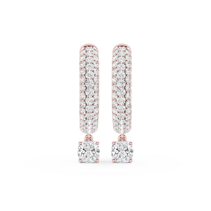 Cushion Lab Grown Diamond Pave Hoop Drop Earrings