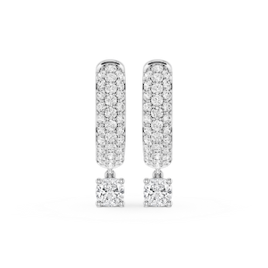 Cushion Lab Grown Diamond Pave Hoop Drop Earrings