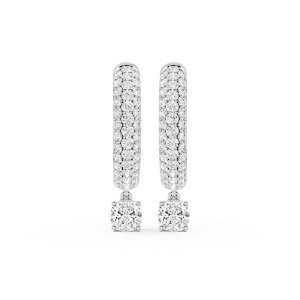 Cushion Lab Grown Diamond Pave Hoop Drop Earrings
