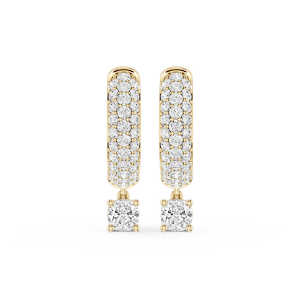 Cushion Lab Grown Diamond Pave Hoop Drop Earrings