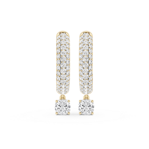 Cushion Lab Grown Diamond Pave Hoop Drop Earrings