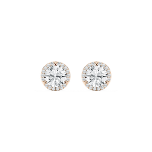 Round Lab Grown Diamond Martini Halo Stud Earrings