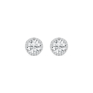 Round Lab Grown Diamond Martini Halo Stud Earrings