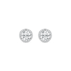 Round Lab Grown Diamond Martini Halo Stud Earrings