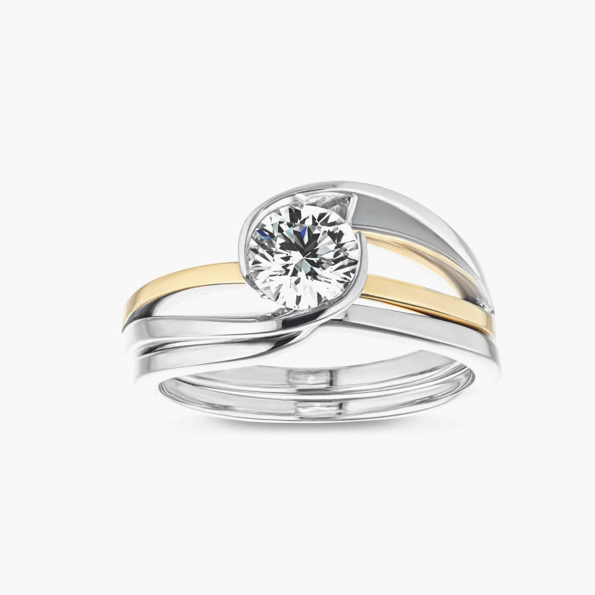 Hoyt Two Tone Wedding Ring Set