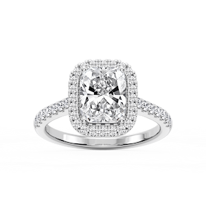 Daniela 2 ½ ctw Antique Elongated Cushion Lab Grown Diamond Halo Engagement Ring