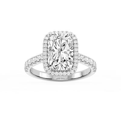 Daniela Antique Elongated Cushion Lab Grown Diamond Halo Engagement Ring