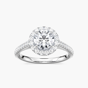 Emilia Round Lab Grown Diamond Pave Cathedral Halo Engagement Ring