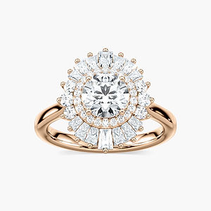 Delphine Round Lab Grown Diamond Ornate Vintage Double Halo Engagement Ring