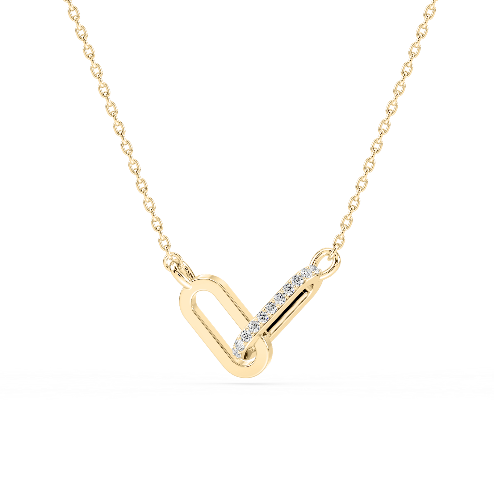 Interlocking Necklace with 0.02ct Round Cut Lab-Grown Diamonds in 14K Yellow Gold