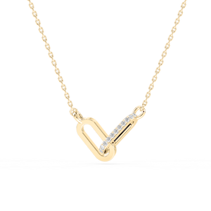 Interlocking Necklace with 0.02ct Round Cut Lab-Grown Diamonds in 14K Yellow Gold