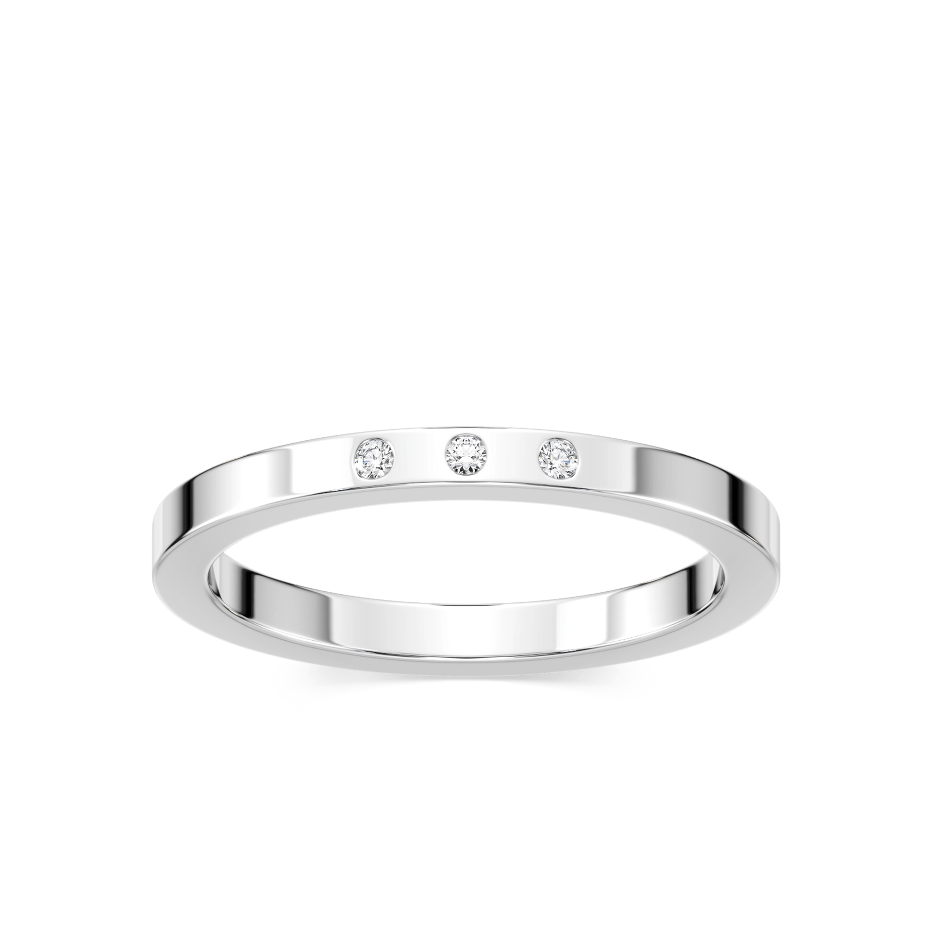 Shown in 14K White Gold with a Satin Finish|lab grown diamond accented band with satin finish in 14k white gold metal