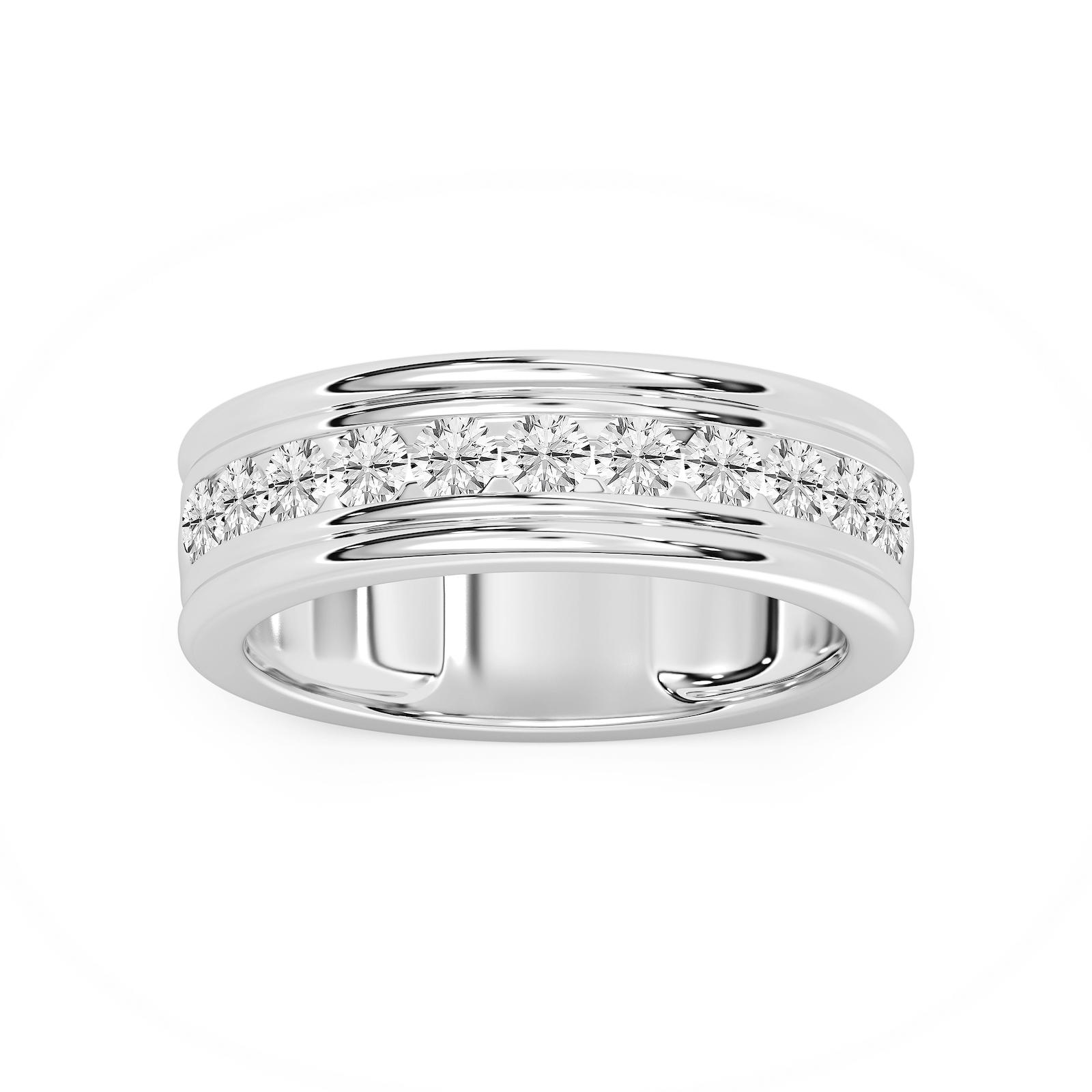 Alexander 1 ctw Round Lab Grown Diamond 7.25mm Channel Mens Wedding Band