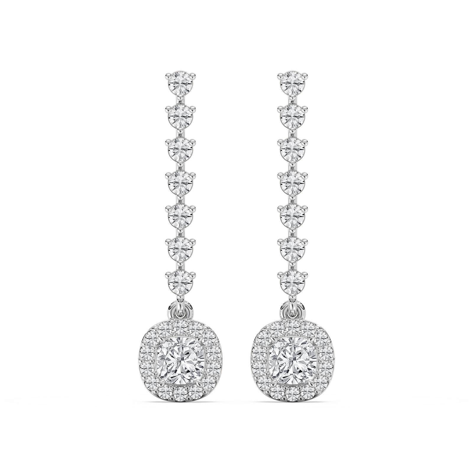 Diamond Halo Drop Earrings in Rose Gold