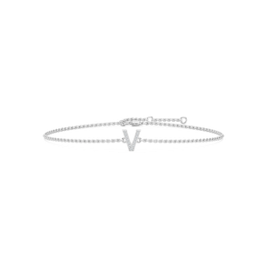 1/8 ctw Round Lab Grown Diamond Initial Bracelet – 7 Inches