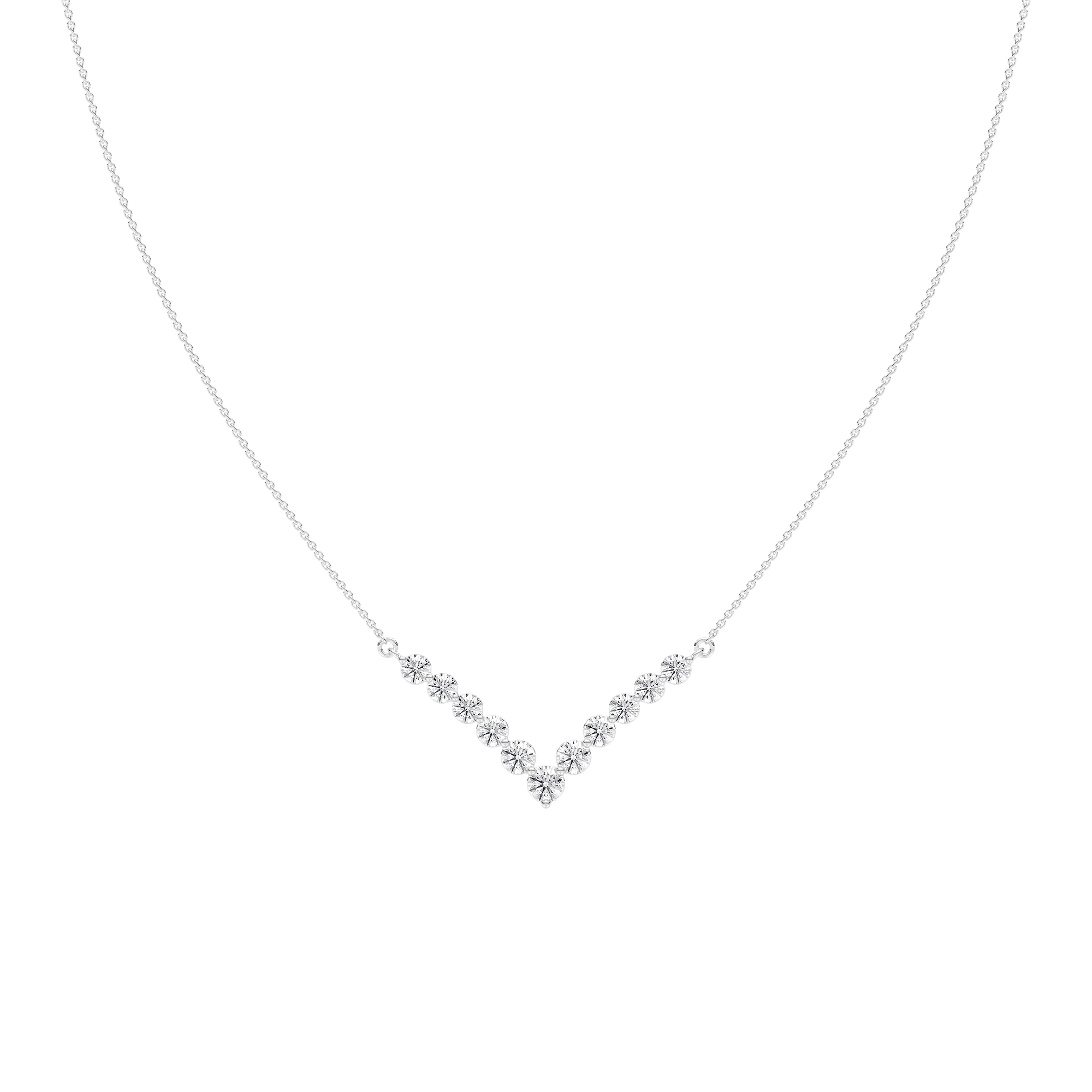 2 ctw Round Lab Grown Diamond Radiant Chevron Necklace - 18 Inches