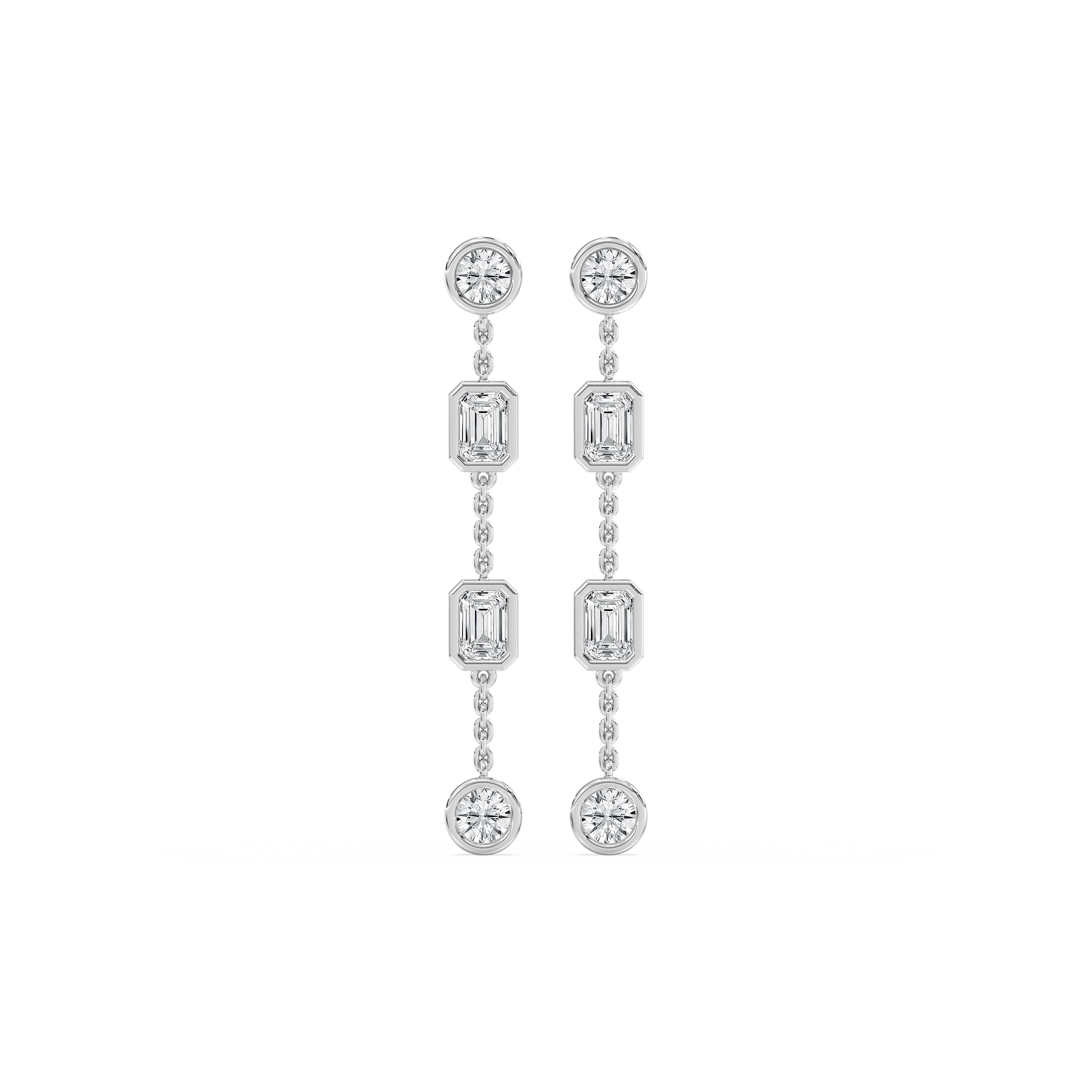 Diamond Station Drop Earrings in Rose Gold