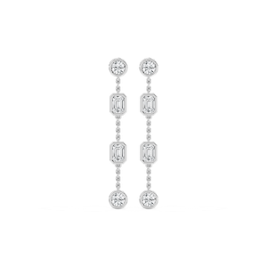 2 ctw Emerald and Round Lab Grown Diamond Station Dangle Earrings