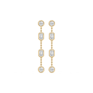 2 ctw Emerald and Round Lab Grown Diamond Station Dangle Earrings