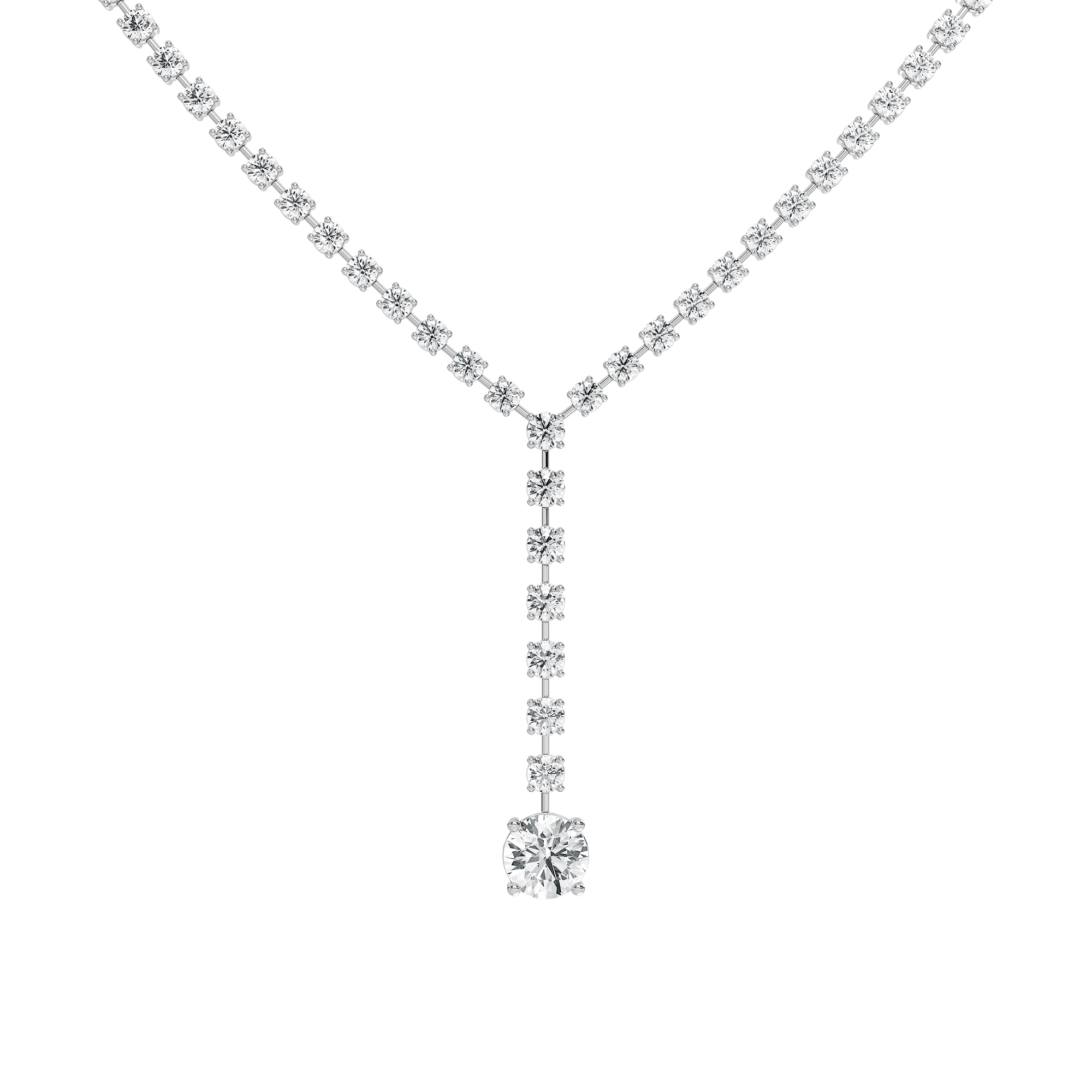 18 ⁷/₈ ctw Round Lab Grown Diamond Solitaire Drop Tennis Necklace - 18 Inches - Signature Collection