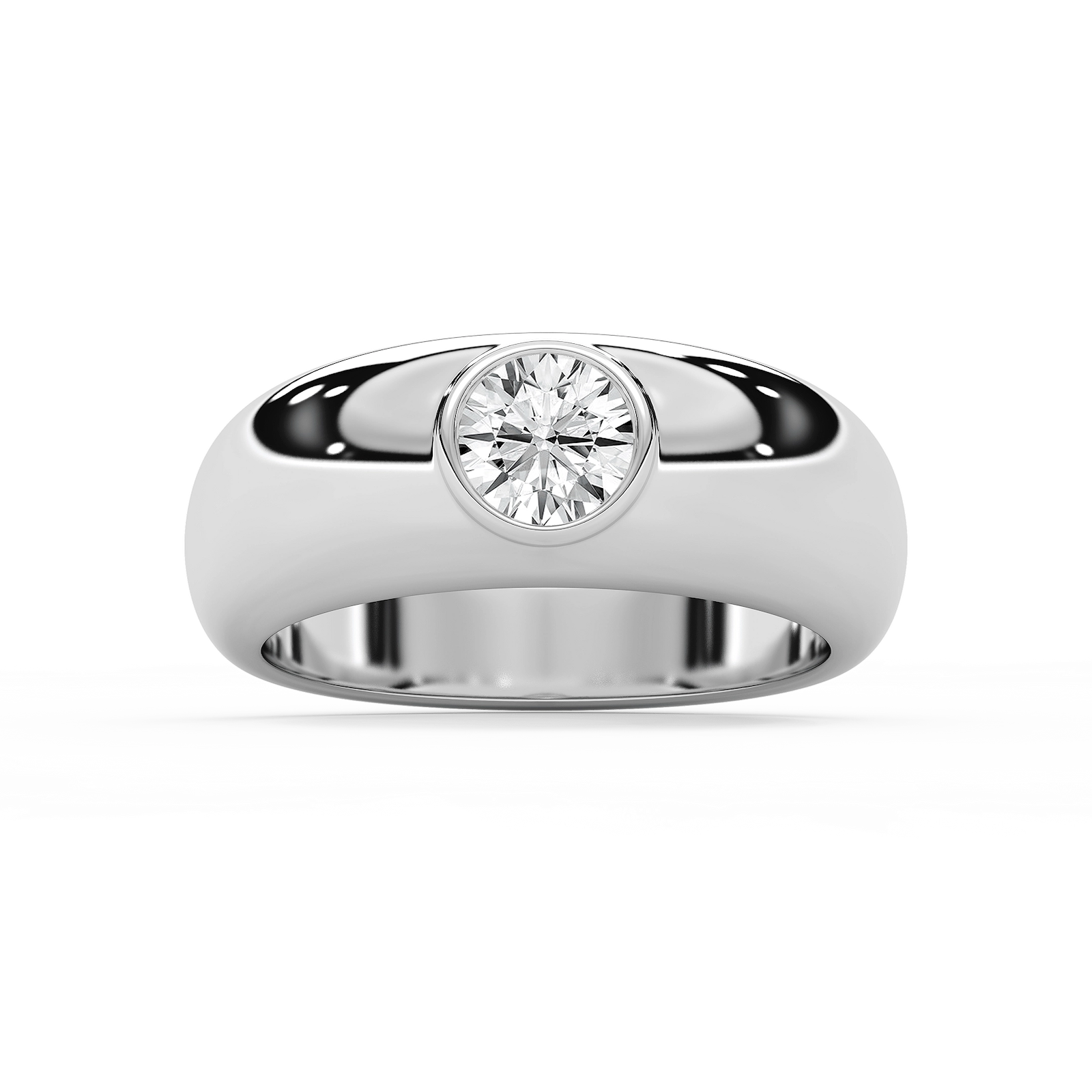 Harry 1 ct Round Lab Grown Diamond 7.75mm Bezel Mens Wedding Band