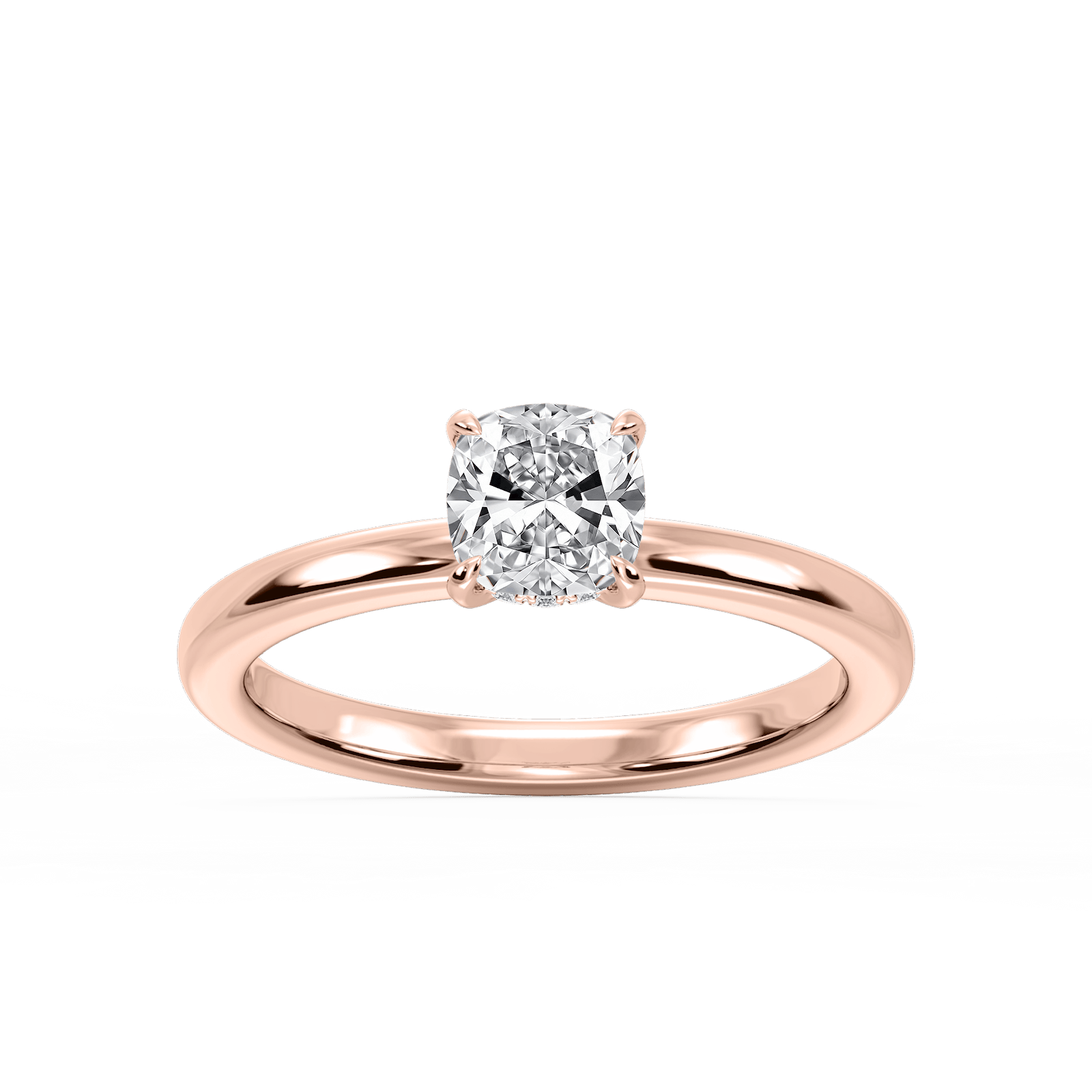 Donna Cushion Lab Grown Diamond Claw Prong Hidden Halo Engagement Ring