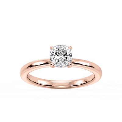 Donna Cushion Lab Grown Diamond Claw Prong Hidden Halo Engagement Ring