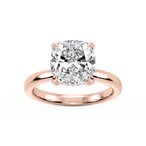 Donna Cushion Lab Grown Diamond Claw Prong Hidden Halo Engagement Ring
