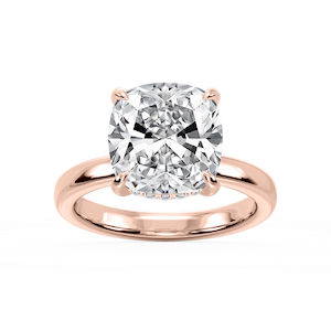 Donna Cushion Lab Grown Diamond Claw Prong Hidden Halo Engagement Ring