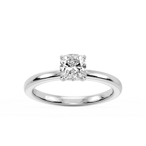 Donna Cushion Lab Grown Diamond Claw Prong Hidden Halo Engagement Ring