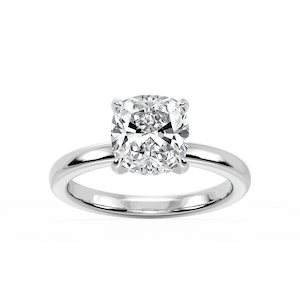 Donna Cushion Lab Grown Diamond Claw Prong Hidden Halo Engagement Ring