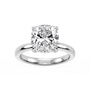 Donna Cushion Lab Grown Diamond Claw Prong Hidden Halo Engagement Ring