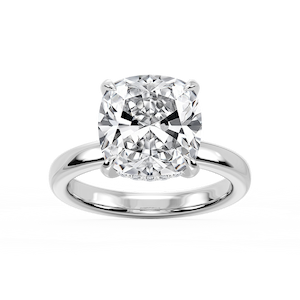 Donna Cushion Lab Grown Diamond Claw Prong Hidden Halo Engagement Ring
