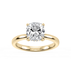 Donna Cushion Lab Grown Diamond Claw Prong Hidden Halo Engagement Ring