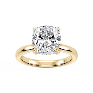 Donna Cushion Lab Grown Diamond Claw Prong Hidden Halo Engagement Ring