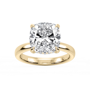 Donna Cushion Lab Grown Diamond Claw Prong Hidden Halo Engagement Ring