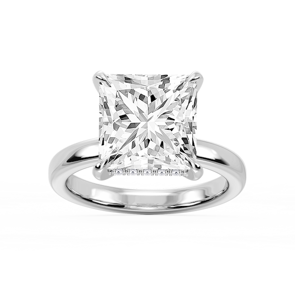 Donna Princess Lab Grown Diamond Claw Prong Hidden Halo Engagement Rin ...