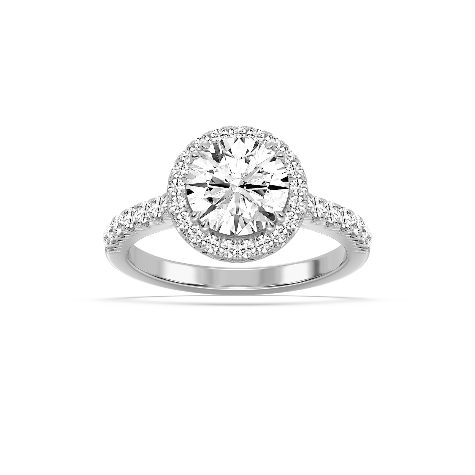 Dorthea 2 ½ ctw Round Lab Grown Diamond Classic Prong Set Halo Engagement Ring 