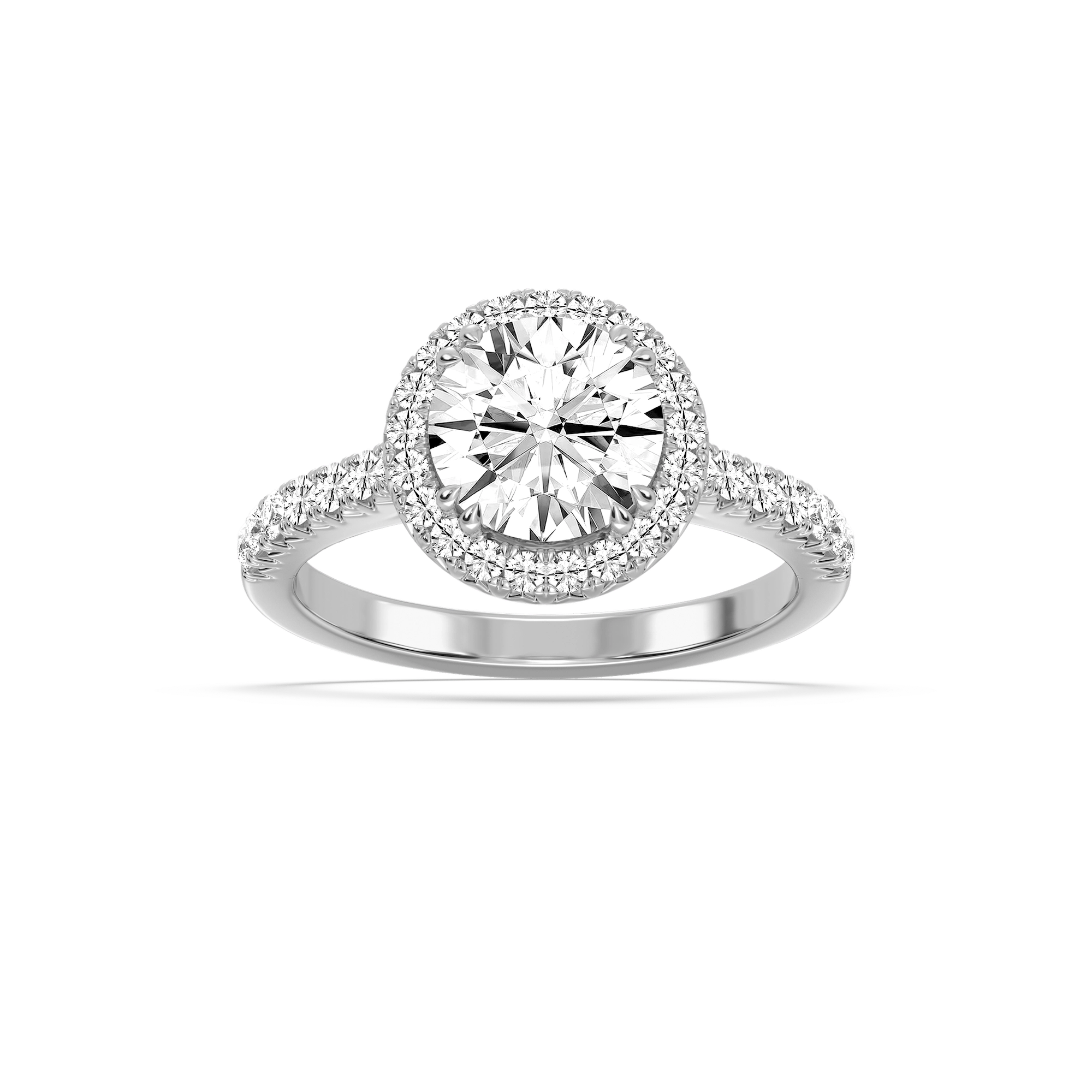 Dorthea 2 ½ ctw Round Lab Grown Diamond Classic Prong Set Halo Engagement Ring 
