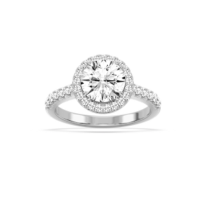 Dorthea 2 ½ ctw Round Lab Grown Diamond Classic Prong Set Halo Engagement Ring 