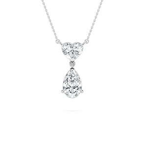 3 ½ ctw Pear and Heart Lab Grown Diamond Double Charm Pendant - 18 Inches