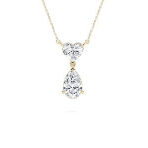 3 ½ ctw Pear and Heart Lab Grown Diamond Double Charm Pendant - 18 Inches