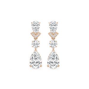 4 ½ ctw Pear and Round Lab Grown Diamond Drop Earrings