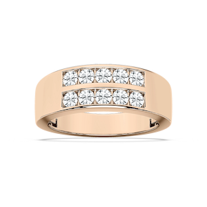 Sebastian 1 ctw Round Lab Grown Diamond 3.50mm Double Row Mens Wedding Band