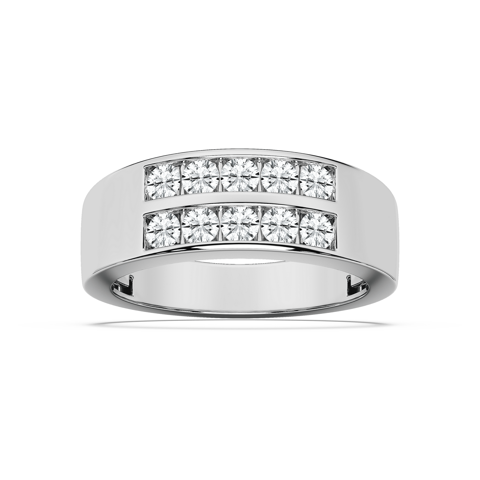 Sebastian 1 ctw Round Lab Grown Diamond 3.50mm Double Row Mens Wedding Band