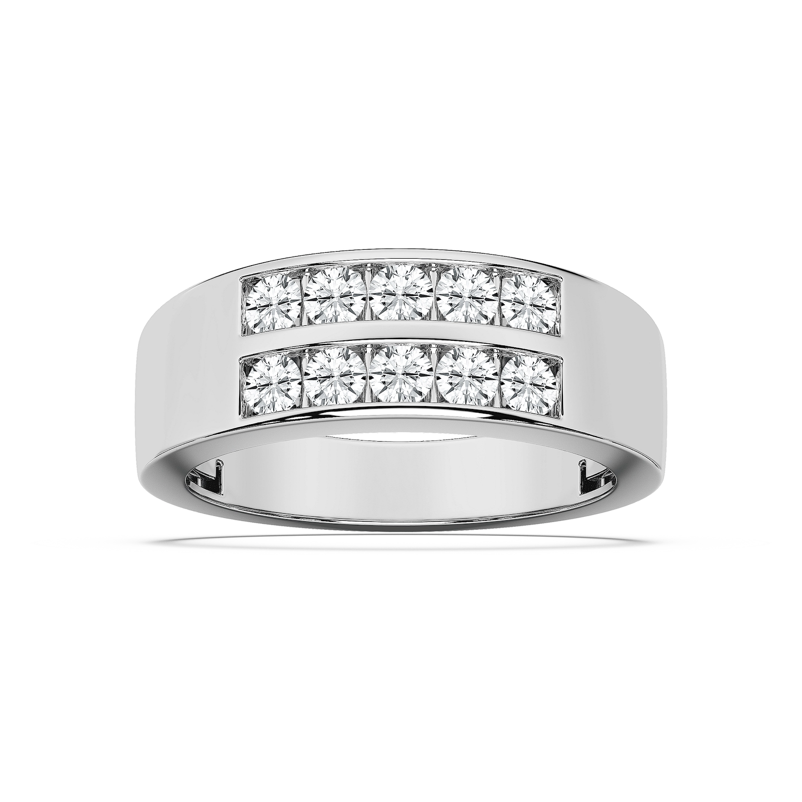 Sebastian 1 ctw Round Lab Grown Diamond 3.50mm Double Row Mens Wedding Band