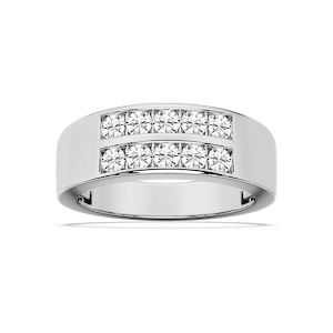 Sebastian 1 ctw Round Lab Grown Diamond 3.50mm Double Row Mens Wedding Band
